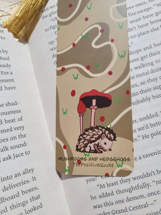 Mushrooms and Hedgehog bookmark
